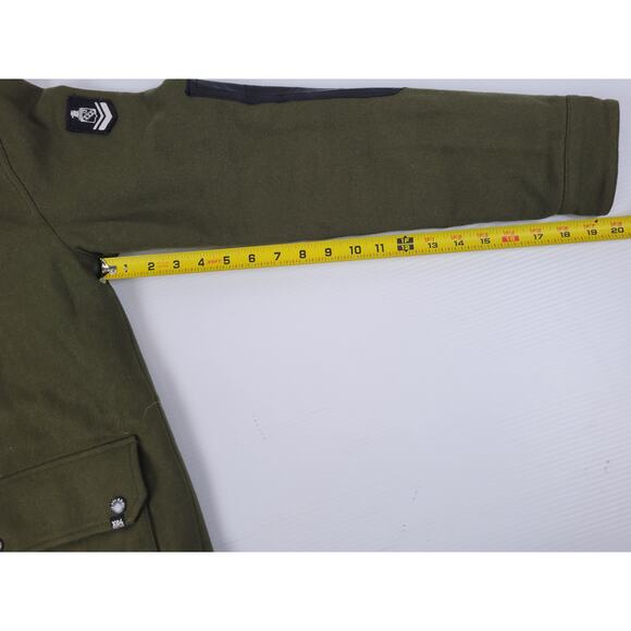 Izzue IZ-X04-Army Green Wool Blend Mens Large Button Military Style Heavy Jacket - Picture 15 of 16